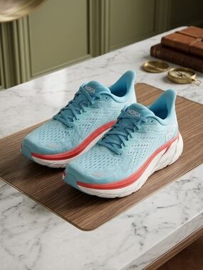 Hoka Women's Aqua Running Shoes with Coral Trim